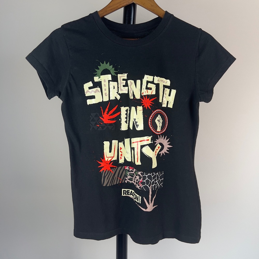 Reason Brand Strength In Unity Graphic Tee Black Short Sleeve T-Shirt Large